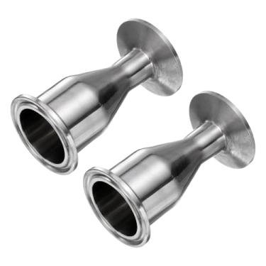 Imagem de PATIKIL Encaixe redutor de encaixe sanitário, 2 peças de aço inoxidável 304 tubo de 1-1/5.1 cm OD x tubo de 3/10.2 cm OD 3.8 cm braçadeira sanitária tripla flange de virola de 50,5 mm, prata