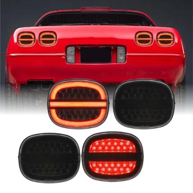 Imagem de Conjunto de luz traseira USR 91-96 Corvette C4 LED vermelho fumê Euro lente traseira (esquerda + direita) compatível com Chevrolet Chevy Corvette C4 base 1991-1996 incluindo ZR1, Grand Sport (conjunto