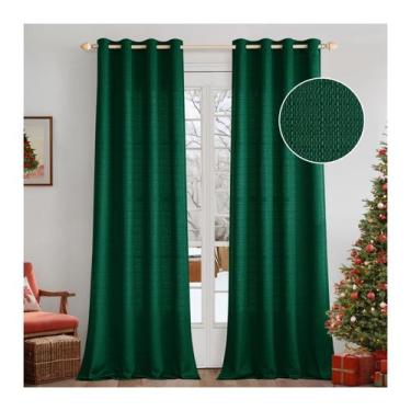 Imagem de Cortina MIULEE 132x213 cm, verde, linho sintético, 2 painéis