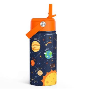 Imagem de Garrafa SANDJEST Kids em aço inoxidável com tampa de palha de 355 ml