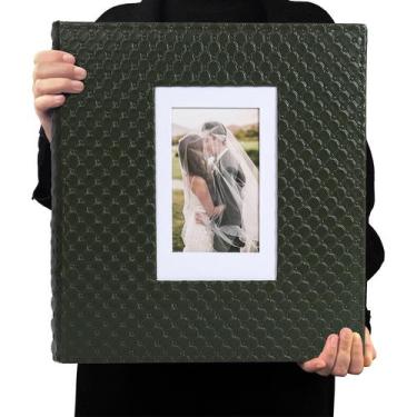 Imagem de Álbum de fotos RECUTMS 4x6, 600 fotos, couro PU verde escuro
