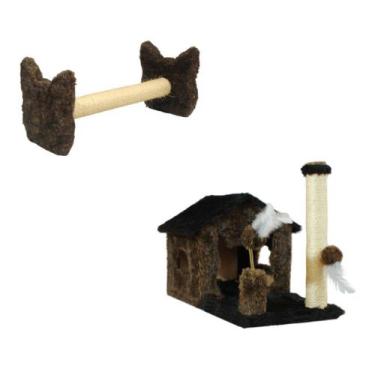 Imagem de Arranhador Casa Para Gatos Sem Rede Poste Sisal Cara de Gato Brinquedo