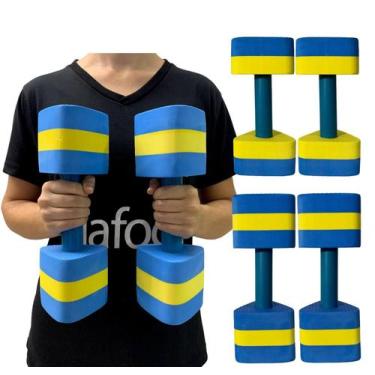 Imagem de Kit 2 Pares Halteres Aquáticos em EVA P 1-2kg e M 2-3kg Azul/Amarelo D