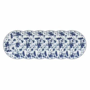 Imagem de Estojo com 6 pratos rasos. Modelo redondo izabel. Decoração folhagem. Porcelana real by porcelana schmidt.