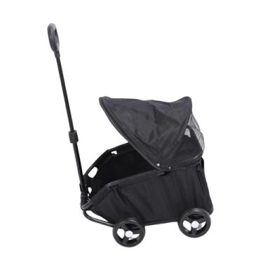 Imagem de Luocute Carrinho de Estimação Dobrável Com Dossel, 3 Etapas 1 Mão Dobrável 4 Rodas Carrinho de Passeio para Cães Pequenos e Médios Gatos, Uso Multifuncional Ao Ar Livre, Pano Oxford à (Preto)