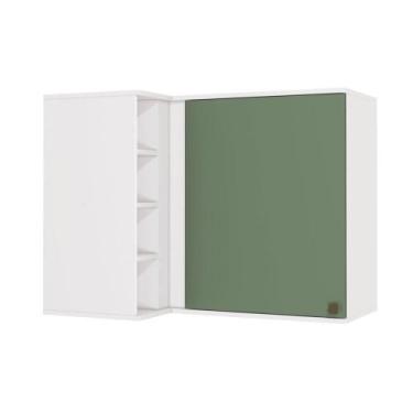 Imagem de Armário Aéreo De Canto Reto Celeste Mdf 1 Porta 4 Nichos - KAPPESBERG
