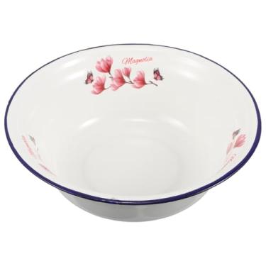 Imagem de Didiseaon Lavatório vintage esmaltado retrô pequena pia para lavagem de rosto bacia de esmalte portátil para acampamento tigela estilo antigo (20 cm)