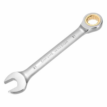 Imagem de HARFINGTON Chave de combinação de catraca 21 mm métrico 12 pontos CR-V aço cromado alongamento caixa dupla chave catraca de extremidade aberta com 72 dentes e chave inglesa de 5° ferramenta para