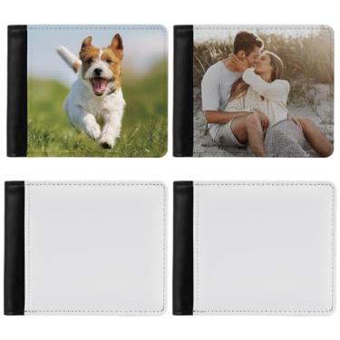 Imagem de LUMINFLY Carteiras masculinas, 4 peças faça-você-mesmo dobrável, carteira masculina de couro de sublimação personalizada com transferência de cartão, presente para maridos familiares, namorados