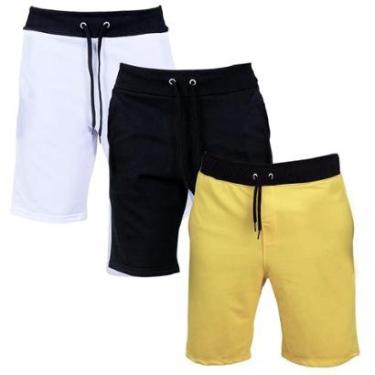 Imagem de Kit 3 Bermudas Moletom Plus Size G1 A G5 Básica Bolsos Academia-Masculino