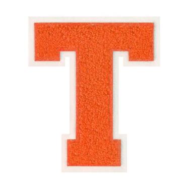 Imagem de 1 peça de patch de letra de chenille laranja de 11,4 cm com borda branca – Remendos do alfabeto para roupas, jaquetas, mochilas, chapéus para decoração personalizada, nome personalizado e artesanato