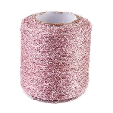 Imagem de Elecrelive 20 jardas de malha com glitter fita com fio 75 mm rosa Deco malha acabamento em renda tecido de tule transparente para decoração de casa de Natal embrulho de presente