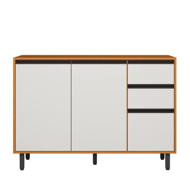 Imagem de Balcão de Cozinha Ravena com Tampo 120cm 3 Portas 2 Gavetas