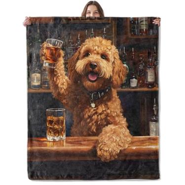 Imagem de Lugiu Cobertor de cachorro divertido, leve e confortável, para sofá, quarto, flanela macia e aconchegante, cobertores engraçados, presentes para meninas, meninos, crianças, decoração de casa, 152 x