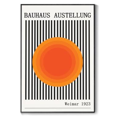 Imagem de Pôster Orange Bauhaus Arte de parede geométrica abstrata imagem moderna de meados do século pôster laranja geométrico linha abstrata arte de parede laranjas pintura nascer do sol exposição Bauhaus
