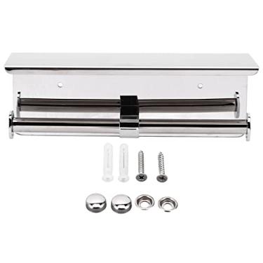 Imagem de Suporte de papel higiênico de extremidade dupla montado na parede Suporte de rolo de papel higiênico em aço inoxidável 304 para banheiro e cozinha