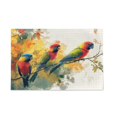 Imagem de WELLDAY Quebra-cabeça pássaros coloridos 1000 peças grande jogo de arte para adultos adolescentes