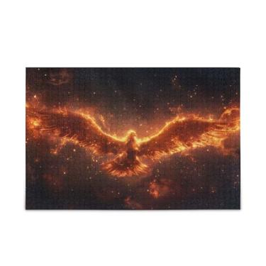 Imagem de WELLDAY Quebra-cabeça brilhante pássaro fogo 500 peças grande jogo de arte para adultos adolescentes