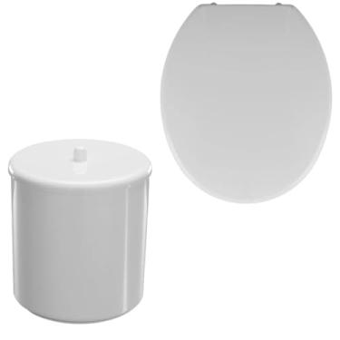 Imagem de Assento Vaso Sanitário Oval Almofadado Branco + Lixeira Branca 6L Redondo Com Tampa