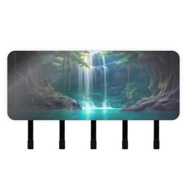 Imagem de Burbuja Porta-chaves em cascata com 5 ganchos, porta-chaves autoadesivo montado na parede, organizador de armazenamento de correio para entrada, decoração de casa