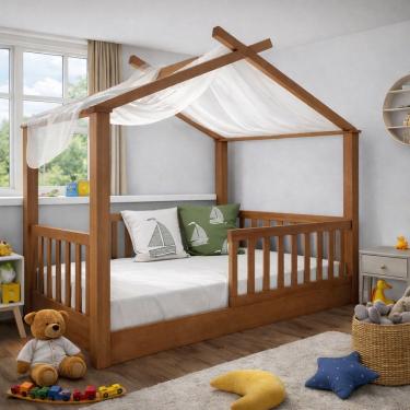 Imagem de Cama Casinha Infantil Montessori De Madeira Maciça