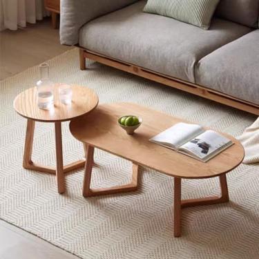 Imagem de Mesas de centro de madeira para sala de estar, mesa central simples moderna, mesa lateral de sofá, mesa de centro para sala de estar, quarto, escritório, varanda