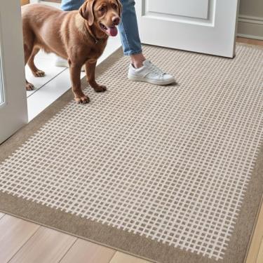 Imagem de LUMI Tapete de porta interno para entrada 91 x 136 cm, absorvente, caçador de sujeira, fino de perfil baixo, tapetes antiderrapantes com suporte de borracha, ideal para ambientes internos, alto