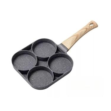 Imagem de Frigideira Antiaderente 4 Cavidades para Ovo e Hambúrguer Panquequeira Omelete Pan Frigideira Fogão a Gás e Indução