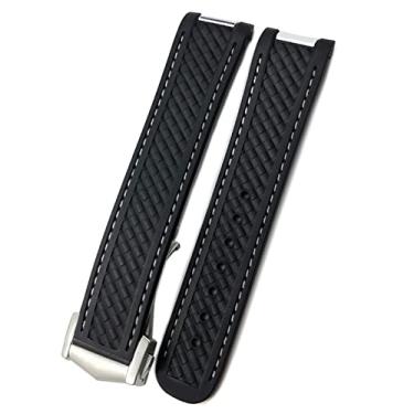 Imagem de QPDRNC Para Omega Seamaster AQUA TERRA AT150 8900 Ferramentas de pulseira de relógio fecho de implantação 20 mm pulseiras de silicone de borracha (cor: preto e branco, tamanho: fivela dourada)