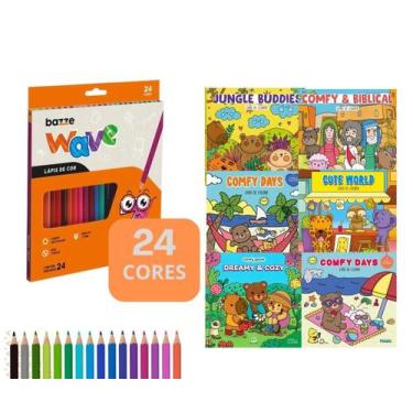 Imagem de Kit Livro para Colorir Comfy cozy Bobbies books com Canetas, Lápis ou 