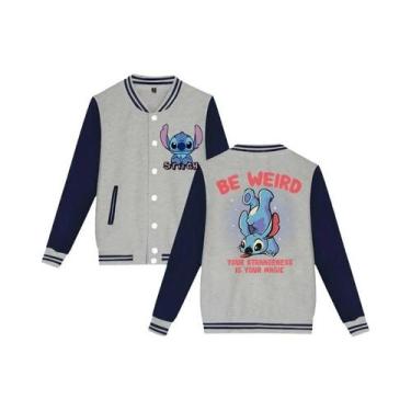 Imagem de Jaqueta De Moletom Unissex Infantil Y2K Disney Stitch Estilo Baseball 