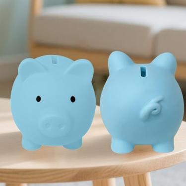 Imagem de Cofrinho, cofrinho de plástico inquebrável, cofre de moedas para meninas e meninos, presentes práticos para aniversário, Páscoa, Natal - azul