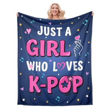 Imagem de Presentes K-Pop para meninas adolescentes, presentes musicais para mulheres, cobertor K-Pop, presente de dia de Natal para fãs de Kpop crianças aniversário, meias de Natal, cobertor de flanela Just a