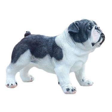 Imagem de Estátua de cachorro realista, grande escultura de buldogue de resina feita à mão, varanda, pátio, varanda, casa, jardim, exterior, arte perfeita, decoração de animais