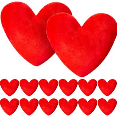 Imagem de PullCrease 48 peças de almofadas de pelúcia em forma de coração para o Dia dos Namorados 5,5 macias e fofas, decoração de Dia dos Namorados e presentes para festas, casamentos e muito mais (vermelho)