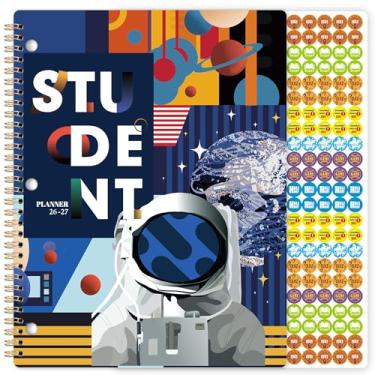 Imagem de Agenda escolar 2024-2025 - Agenda escolar semanal e mensal de julho de 2024 a junho de 2025, 23 cm x 28 cm, agenda escolar com encadernação de fio duplo, adesivos