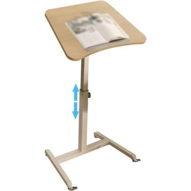 Imagem de Mesa de pé móvel para mesa de escritório inclinável para laptop, mesa de computador ajustável em altura, mesa com rodinhas duráveis e estáveis, com rodas bloqueáveis
