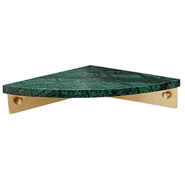 Imagem de Prateleiras flutuantes Suporte de parede de mármore, prateleira de canto de estilo moderno, prateleiras flutuantes simples, decoração de parede de banheiro, suporte de carga 8 kg (cor: verde, tamanho