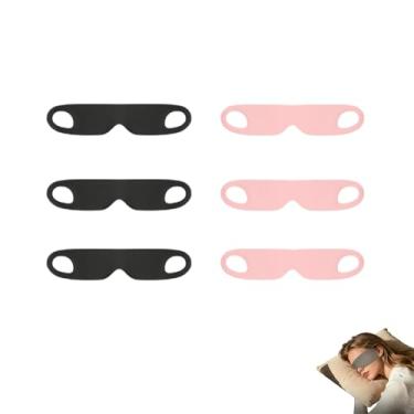 Imagem de PLAYTHROUGH Máscara de dormir para pendurar na orelha, 6 peças, máscara fina para dormir para Siesta Travel Yoga (rosa, preto)