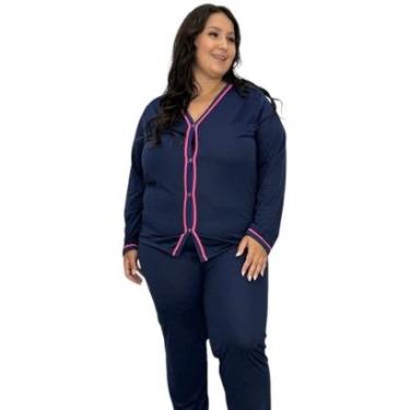 Imagem de Pijama Inverno Plus Size Blusa Manga Longa e Calça Janaína 50 52 54 56-Feminino