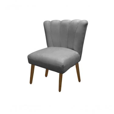 Imagem de Cadeira Pétala Flor Para Sala De Estar Penteadeira Salão Suede Cinza Claro