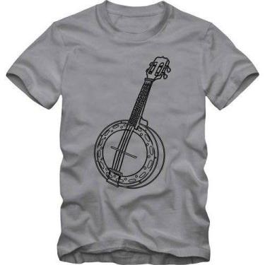 Imagem de Camiseta Masculina Estampa Samba Pagode Banjo Algodão Confortável Mang