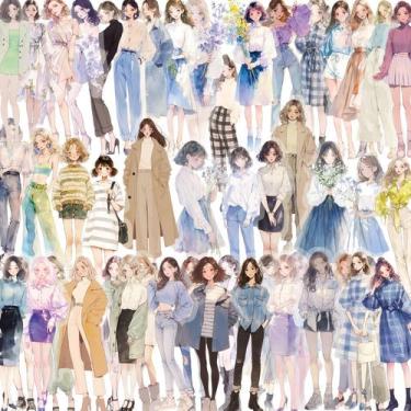 Imagem de Pacote de adesivos, roupa feminina moderna, 50 peças de PET transparen