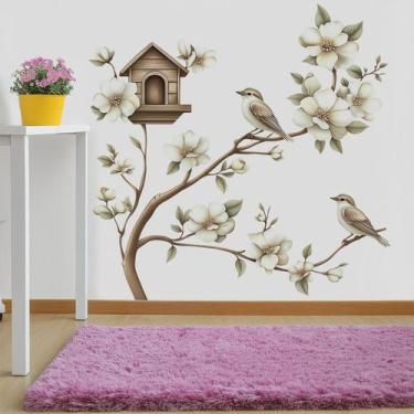 Imagem de Adesivos de parede Magnolia Tree and Birdhouse PVC 40x60cm - yiweisai