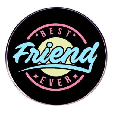 Imagem de Broche, estilo retrô, redondo, Best Friend Ever Text - yiweisai