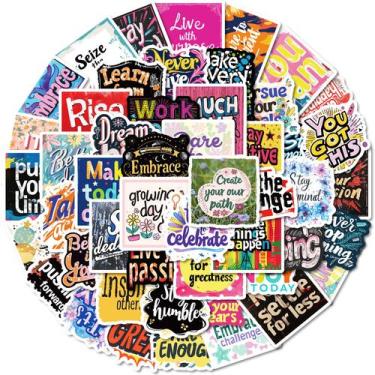 Imagem de Adesivos de citações motivacionais, 50 peças de decalques de vinil par