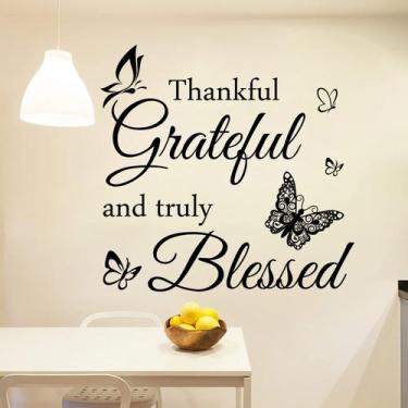 Imagem de Adesivos de parede Thankful Grateful Blessed PVC 30x90cm - yiweisai
