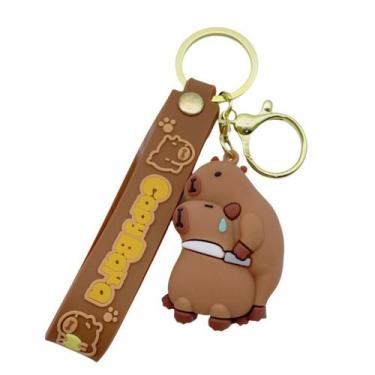 Imagem de Chaveiro Animal de desenho animado de PVC marrom para casal de capivar