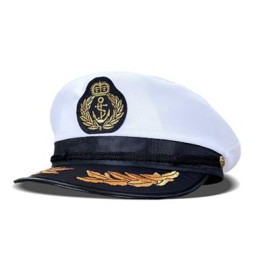 Imagem de Traje náutico Captain Hat para adulto 58 cm poliéster branco/preto - y
