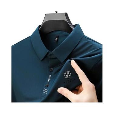 Imagem de Camisa Polo Masculina Casual De Negócios Com Manga Curta, Cor Sólida, 